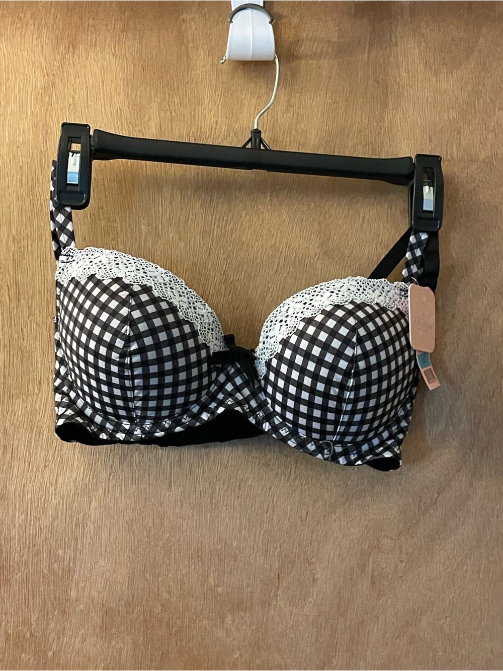 Affinitas Black and White Lace Trim Bra